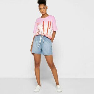 Gap Paperbag Pull On Jean Shorts Light Wash High Waist Size Small